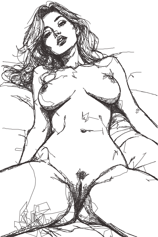 Original Expressive Nude Figure Drawing – Black & White Line Art Illustration