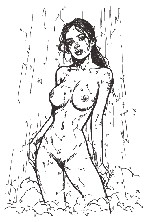 Original Nude Female Figure Drawing – Expressive Black & White Line Art Study Original Nude Female Figure Drawing – Expressive Black & White Line Art Study